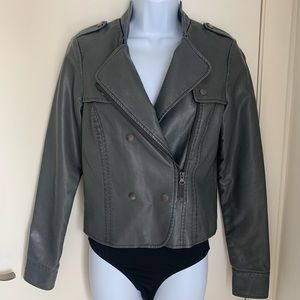 Gray Leather Jacket XS
